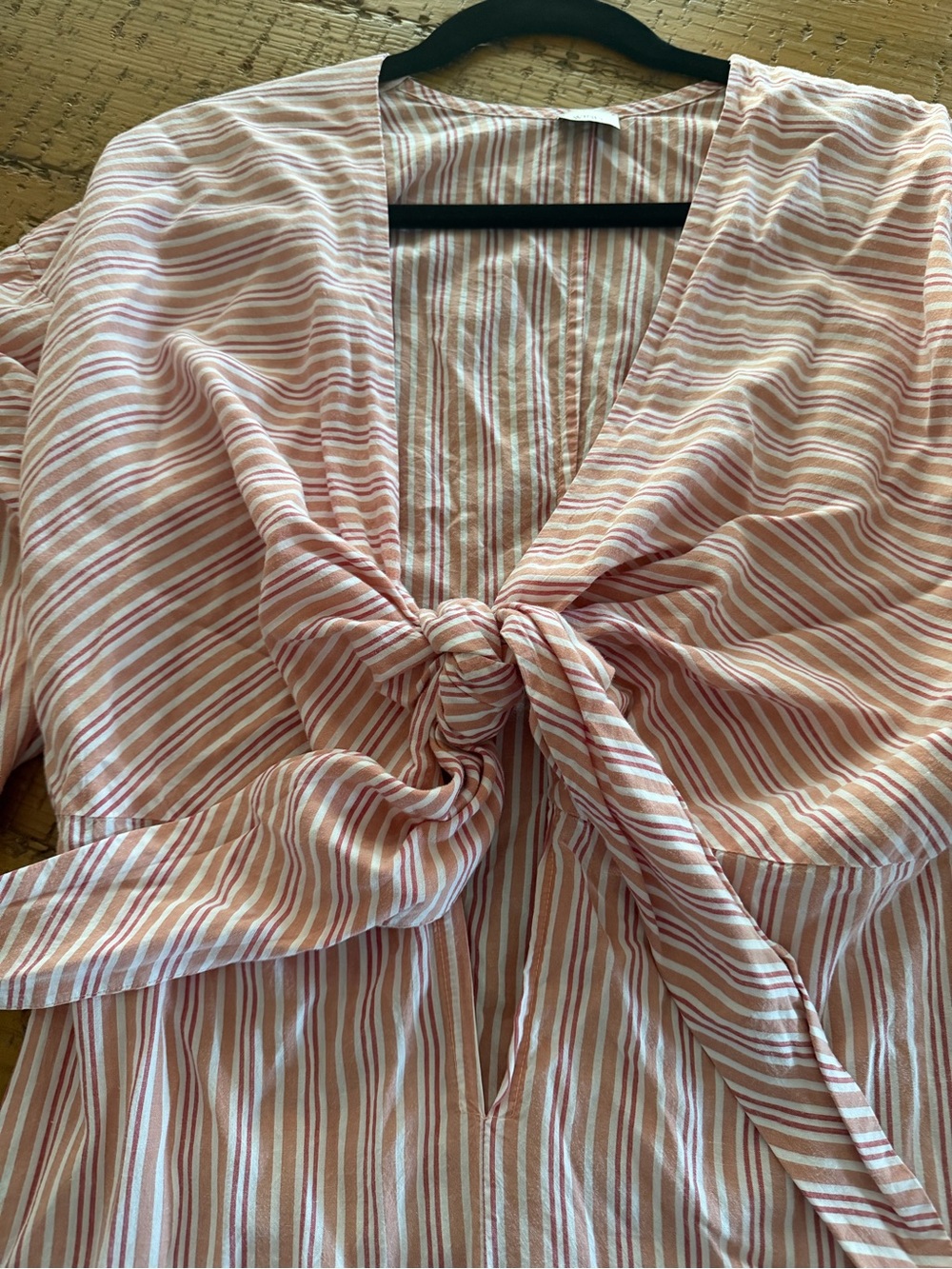 WIND Long Pink Striped Wrap Dress with Relaxed Sleeves - Picture 5 of 7